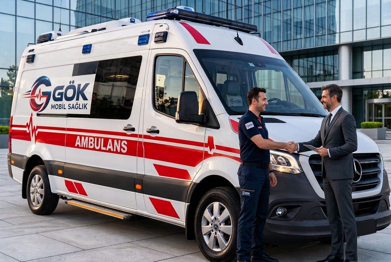 Özel Ambulans Kiralama Hizmeti için temsili ambulans ve hasta transferi görseli