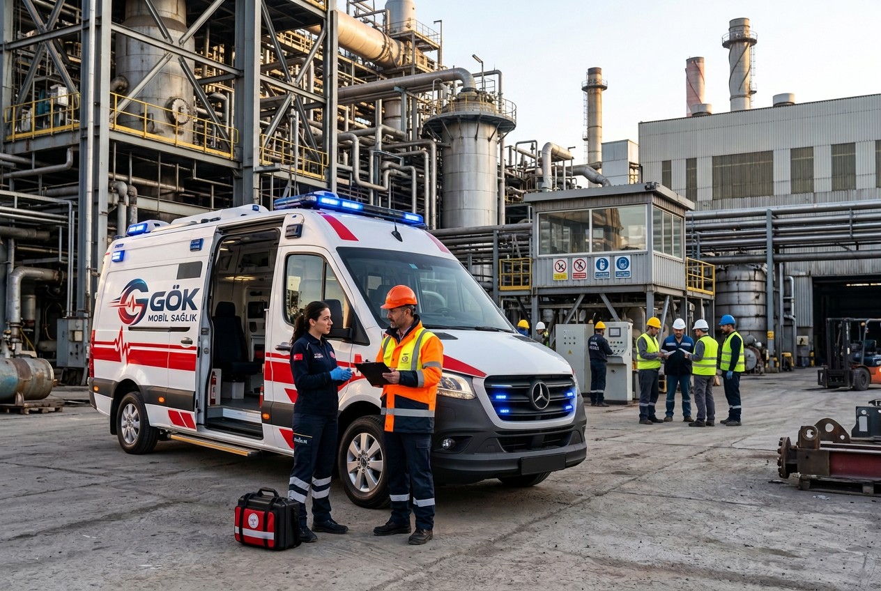 Kurumsal Ambulans Hizmeti için temsili ambulans ve hasta transferi görseli