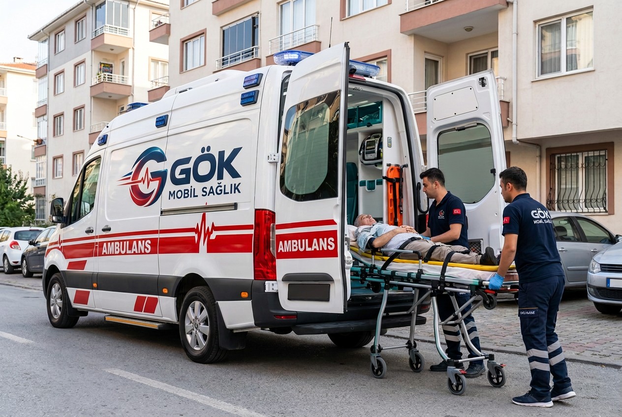 Hasta Nakil Hizmeti için temsili ambulans ve hasta transferi görseli