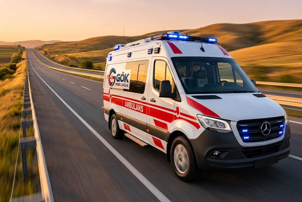Şehirler Arası Özel Ambulans için temsili ambulans ve hasta transferi görseli
