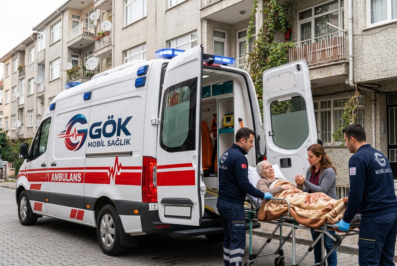 Yaşlı ve Yatağa Bağımlı Hasta Nakli için temsili ambulans ve hasta transferi görseli